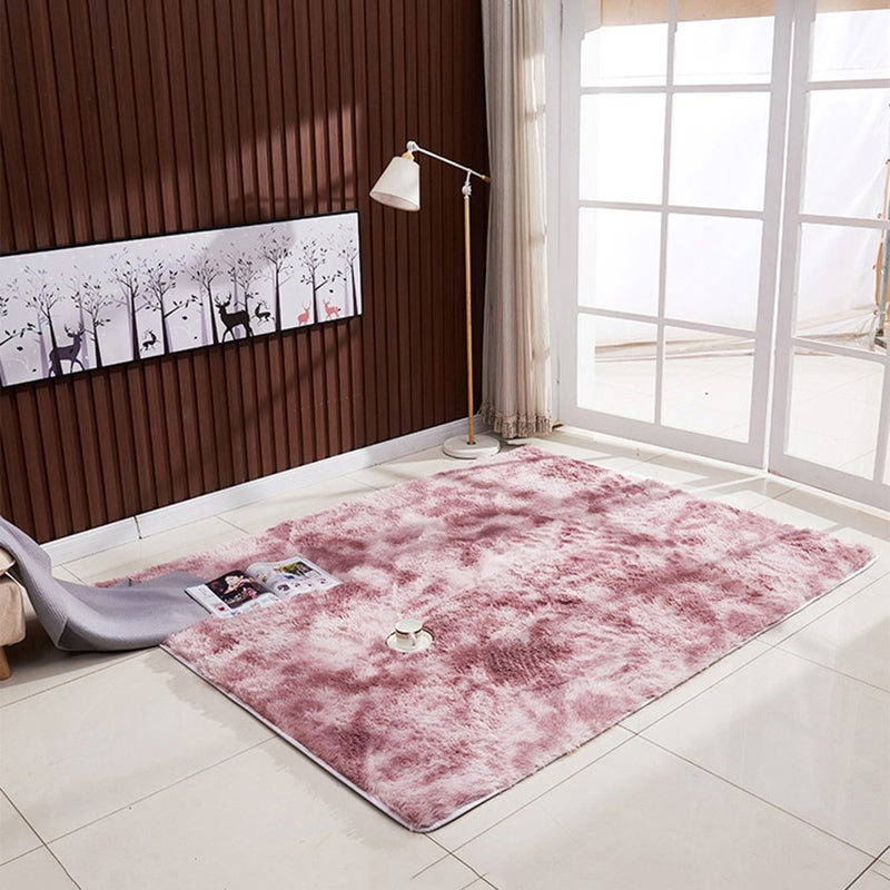 Ultra Soft Tie-Dye Style Gradient Color Carpet Floor Bedroom Mat Rectangle Shape Fluffy Rug for Living Room Bedroom Balcony Hallway Mat - Image 1