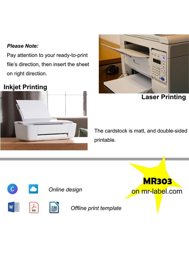 MR-LABEL Name Badge Inserts Insert Badge Refill Twosides Printable Card Stock Microperforated White Compatible With Inkjet/Laser Printer (25 Sheets 150 Badge Inserts 3 X 4 Inch) - Image 5