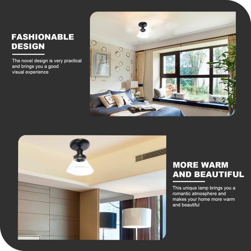 Angoily American Retro Style Ceiling Lamp Glass Ceiling Light Easy Install Modern Living Room Light Fixture - Image 4