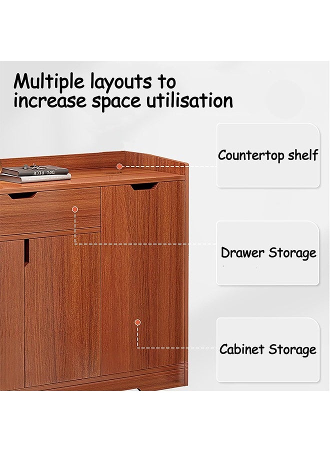 Beauenty Shoe Cabinet Freestanding Shoe Cupboard With Drawers And Lockers Modern Narrow Organizer For Hallway  Bedroom And Entryway(Style 2)  - Image 2