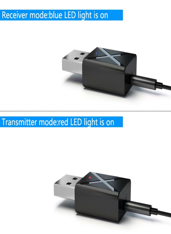 محول USB بلوتوث 5.0، جهاز إرسال واستقبال 2 في 1 مع دعم مدخل AUX، مناسب للتلفزيون، مكبرات الصوت، سماعات الأذن، موسيقى السيارات الصغيرة، أجهزة الكمبيوتر المحمولة والمكتبية - Image 3