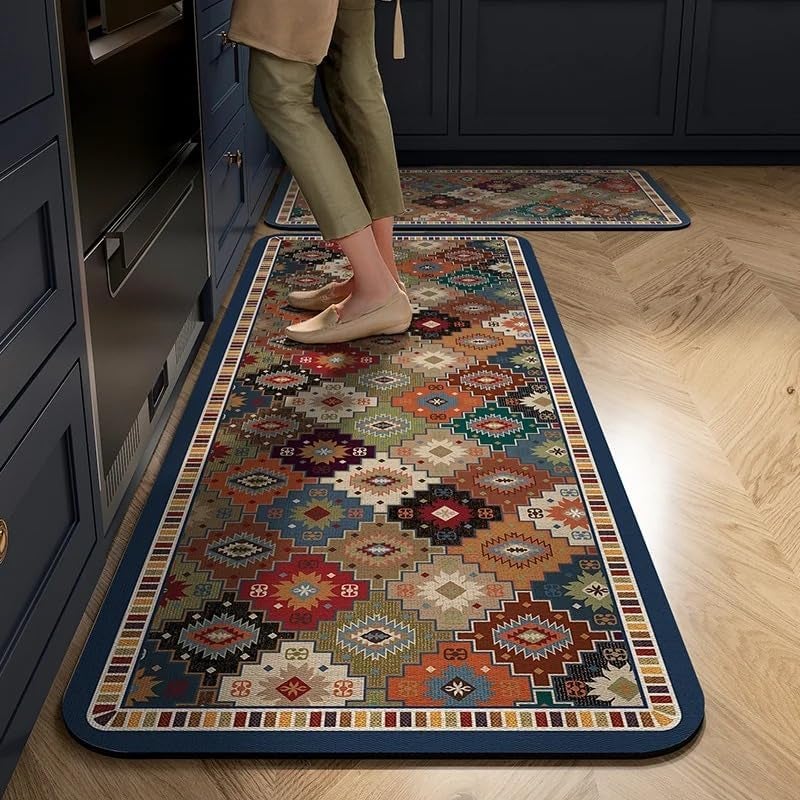 TEKCOOL Anti Fatigue Kitchen Rug Sets 2 Piece Non Slip Kitchen Mats for Floor Cushioned Kitchens Rugs and Mat Waterproof Comfort Standing Rugs Runner for Kittchen' - Image 1