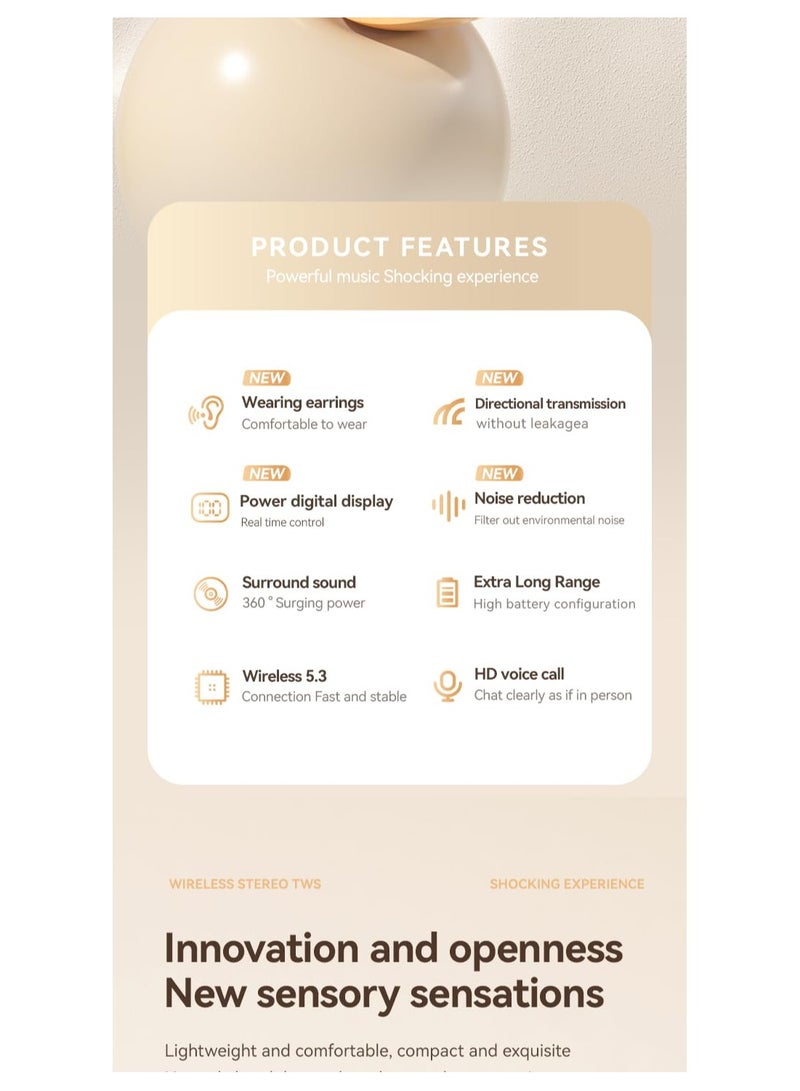 SYOSI Wireless Earbuds Bluetooth Headphones, Bluetooth 5.4 Earphones, Playback Ear Buds Waterproof Wireless Charging Case and Dual Power Display, Over-Ear Stereo Bass Earphones - Image 3