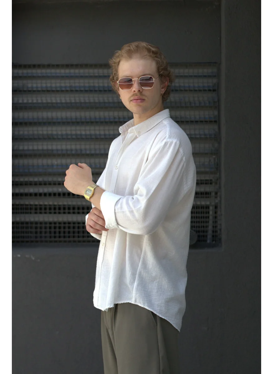 HYMAN Men's Oversize Cut Linen Shirt