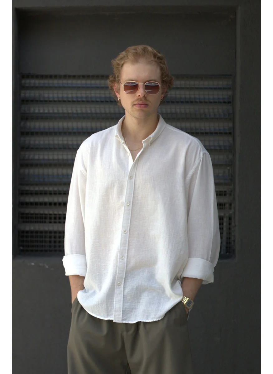 HYMAN Men's Oversize Cut Linen Shirt