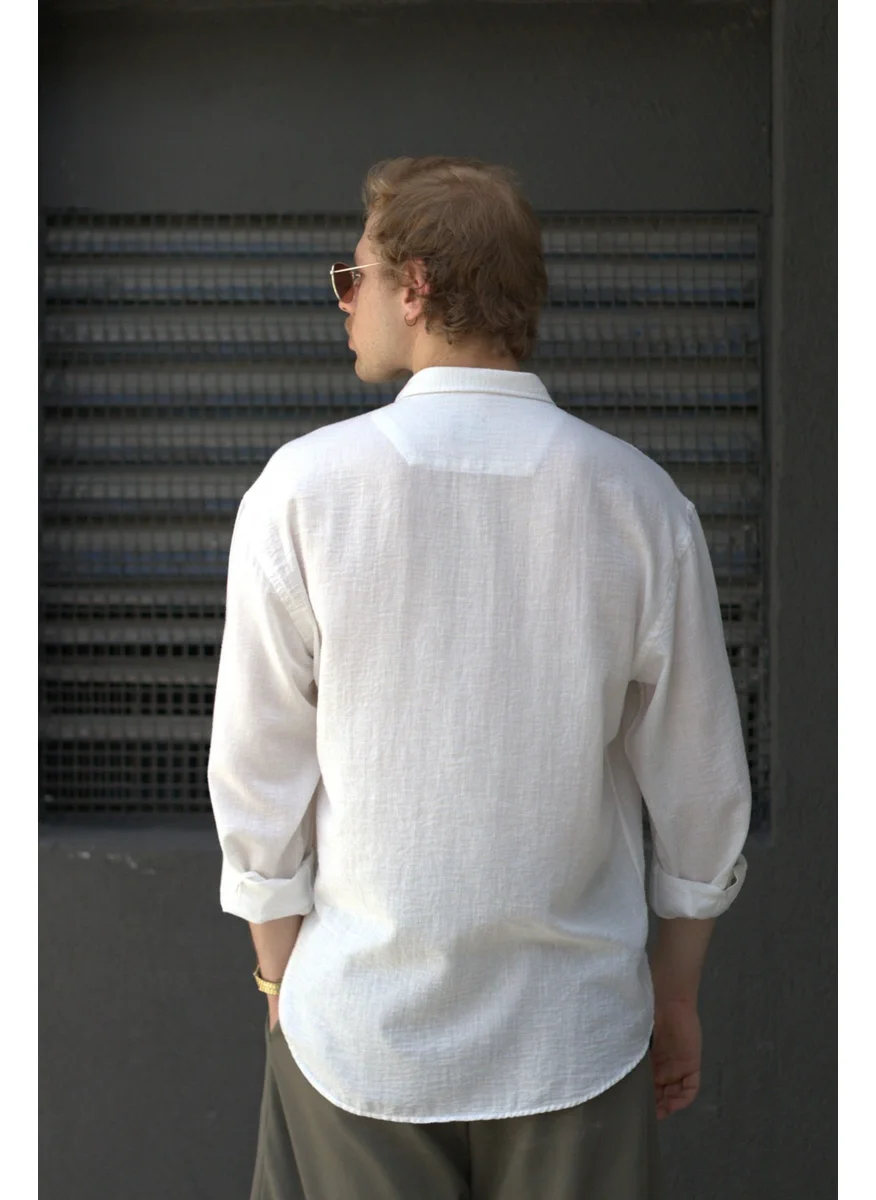 HYMAN Men's Oversize Cut Linen Shirt