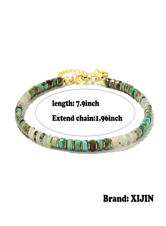 XIJIN Natural Stone Beaded Anklets for Women Handmade Beach Boho Turquoise Beads Ankle Bracelet Jewelry Gift for Her - Image 5