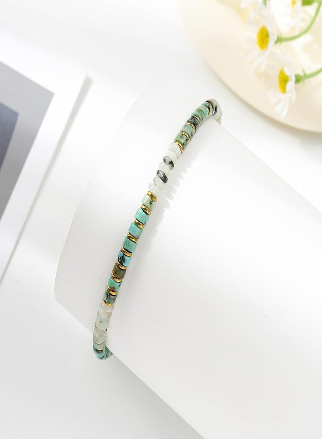 XIJIN Natural Stone Beaded Anklets for Women Handmade Beach Boho Turquoise Beads Ankle Bracelet Jewelry Gift for Her - Image 3