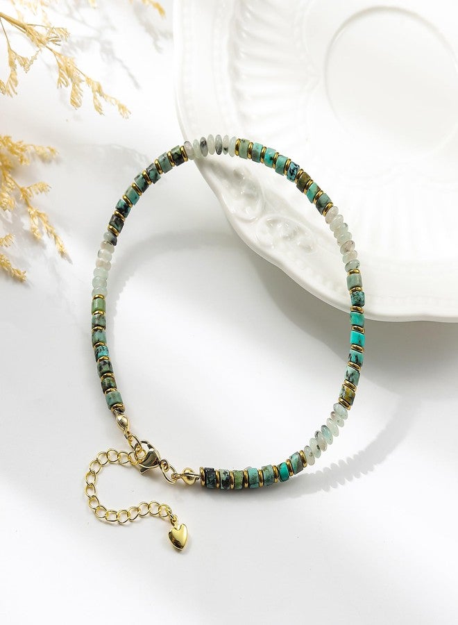 XIJIN Natural Stone Beaded Anklets for Women Handmade Beach Boho Turquoise Beads Ankle Bracelet Jewelry Gift for Her - Image 4