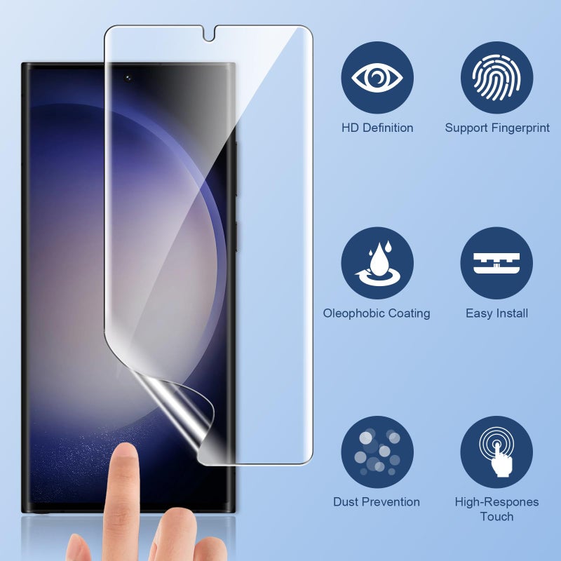 LK 3 Pack for Samsung Galaxy S23 Ultra Screen Protector [Not Glass] [Support Fingerprint Unlock] Touch Sensitive, Anti-Scratch 3D Curved Max Coverage Screen Protector for Samsung Galaxy S23 Ultra - Image 4