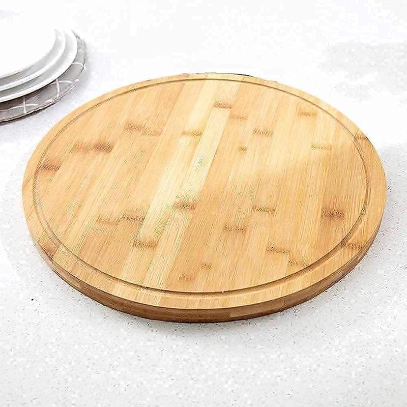 KLIZNIL Plywood Cutting Board Small Round Cutting Board Great for Serving Tray and Chopping Board Great for Gift Fruit Vegetable Chopping Cutting Slicing Board PadPizza Serving Tray - Image 1