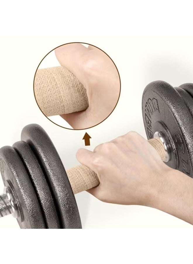 شريط تغليف ذاتي اللصق بطول 4 أمتار مناسب لمعدات الصالات الرياضية، غطاء واقٍ مانع للانزلاق مع طلاء مقاوم للتآكل والخدوش، شريط ماص للعرق وجيد التهوية مناسب لقضبان الأثقال الطويلة، ملحقات تدريب اللياقة البدنية - Image 5