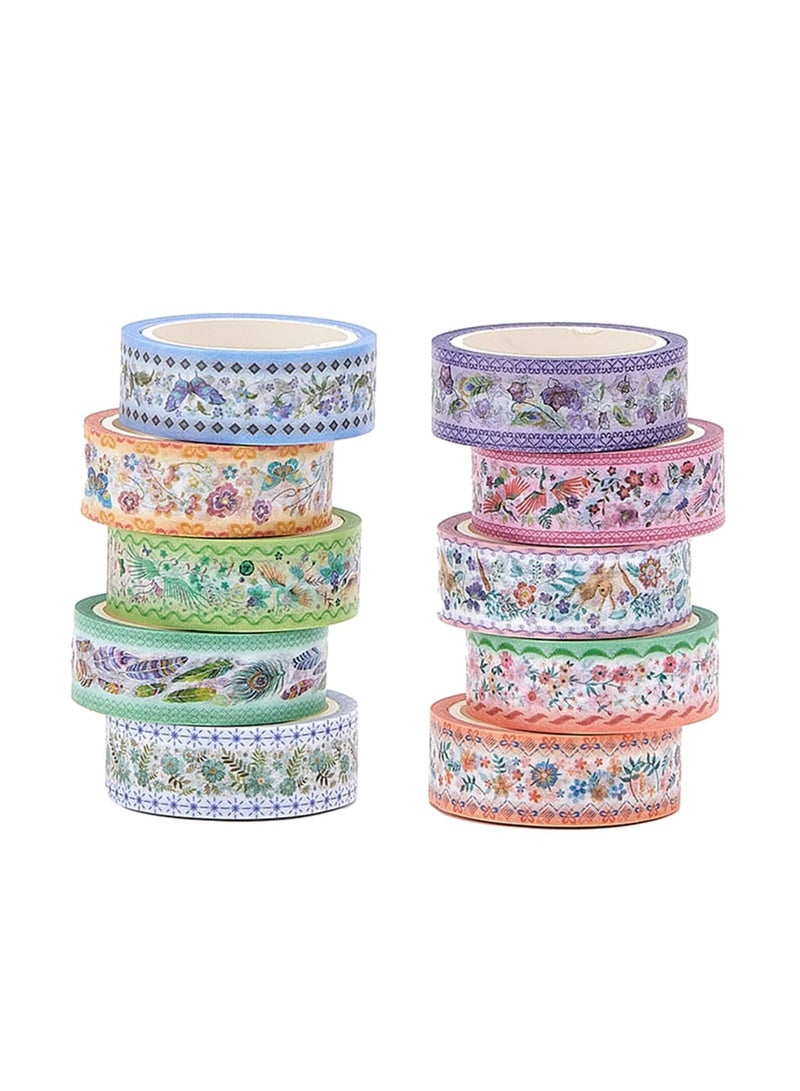 SYOSI Washi Tape Set, Decorative Embroidery Pattern Paper Stickers for DIY Crafts Scrapbooking Planner Journal Cards Gift Wrapping, 10 Rolls - Image 1