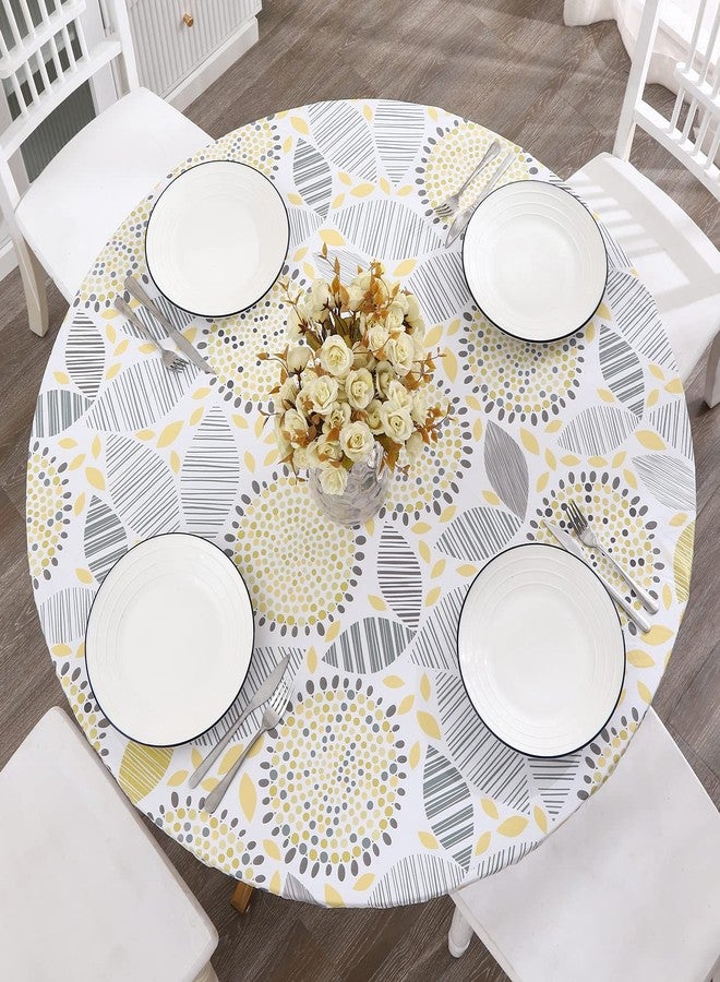 Walrus Round Vinyl Fitted Tablecloth with Flannel Backing Elastic Edge Design Table Cover Waterproof Oil-Proof PVC Table Cloth Stain-Resistant Best for 37"-44" Round - Image 1