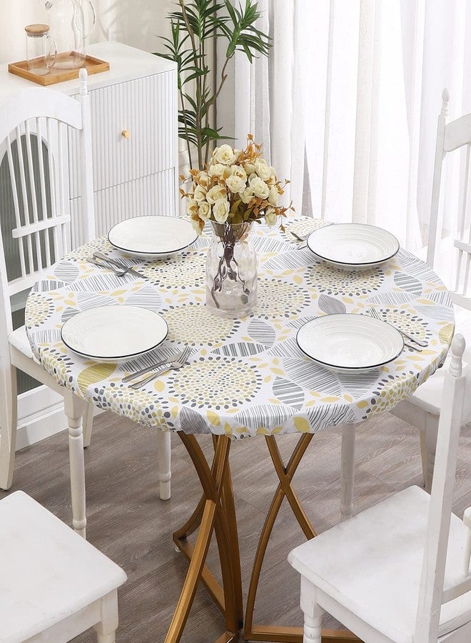 Walrus Round Vinyl Fitted Tablecloth with Flannel Backing Elastic Edge Design Table Cover Waterproof Oil-Proof PVC Table Cloth Stain-Resistant Best for 37"-44" Round - Image 4