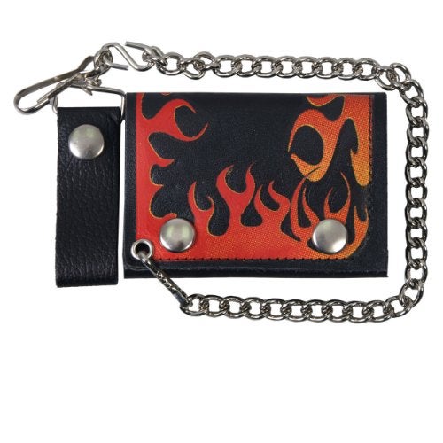Hot Leathers (WLB1003 BLACK, 4") Flame Wallet - Image 1