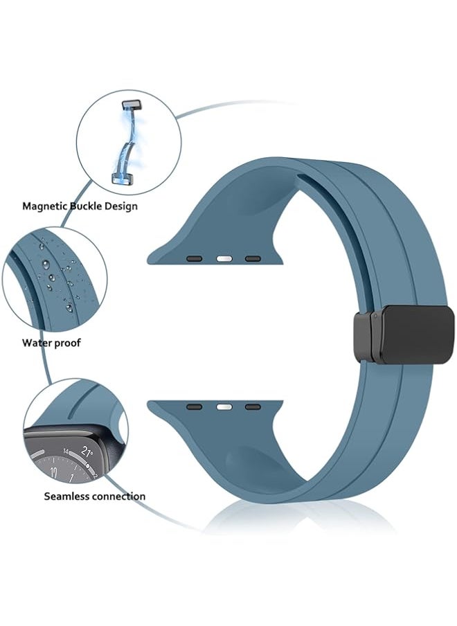 Generic - Magnetic for Apple Watch Band 41mm 40mm 45mm 44mm 49mm 38mm 42mm Women men,Silicone Sport Strap Replacement WristBands for Apple Watch Series 9/ultra 2/8/ultra/7/SE/SE 2nd/6/5/4/3/2/1,iWatch Bands - Image 1
