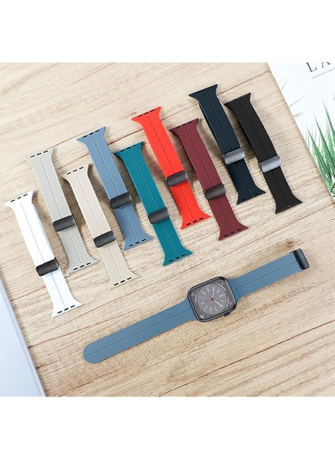 Generic - Magnetic for Apple Watch Band 41mm 40mm 45mm 44mm 49mm 38mm 42mm Women men,Silicone Sport Strap Replacement WristBands for Apple Watch Series 9/ultra 2/8/ultra/7/SE/SE 2nd/6/5/4/3/2/1,iWatch Bands - Image 1