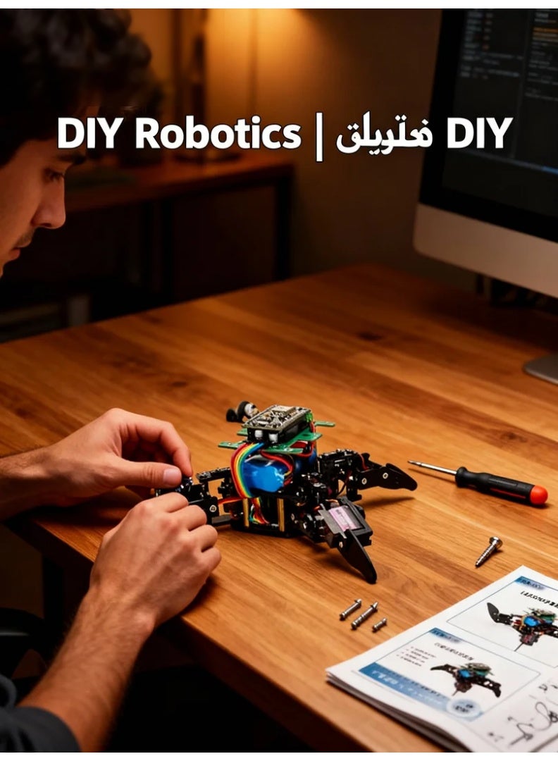 Quadruped Bionic Robot Kit – ESP8266 Wi-Fi Control | Real-Time App Operation | Metal Gear Servos | Compatible with Arduino & Block Coding | STEM Educational Robotics Platform
