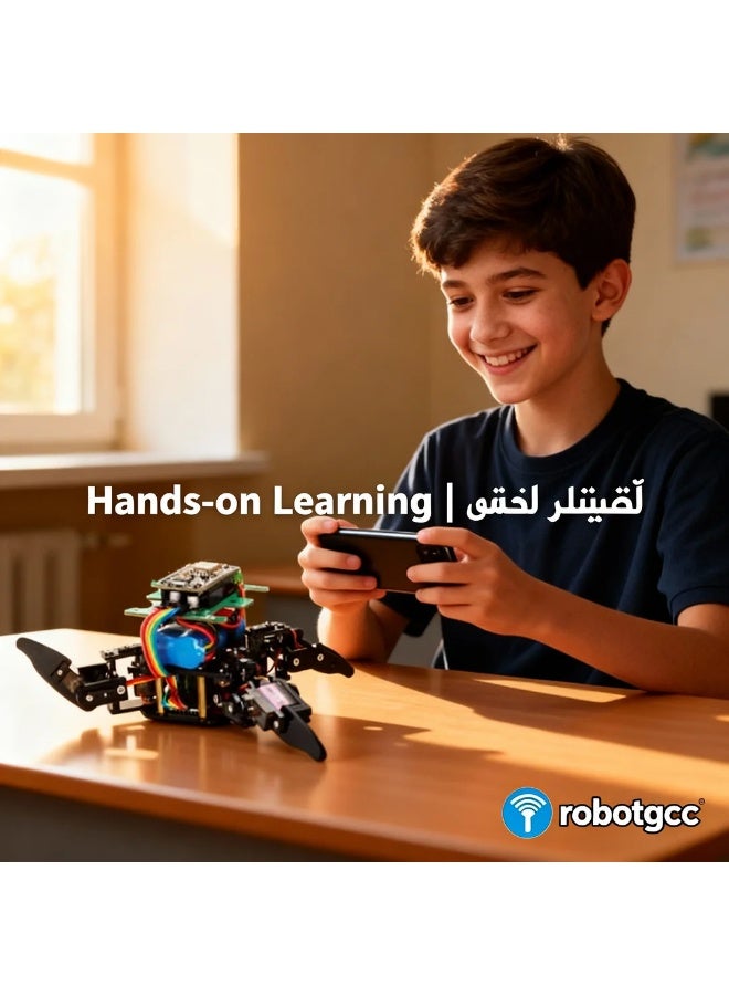 Quadruped Bionic Robot Kit – ESP8266 Wi-Fi Control | Real-Time App Operation | Metal Gear Servos | Compatible with Arduino & Block Coding | STEM Educational Robotics Platform