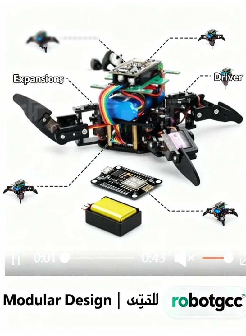 Quadruped Bionic Robot Kit – ESP8266 Wi-Fi Control | Real-Time App Operation | Metal Gear Servos | Compatible with Arduino & Block Coding | STEM Educational Robotics Platform