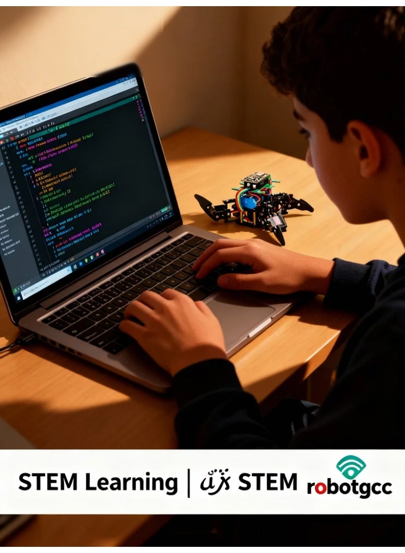 Quadruped Bionic Robot Kit – ESP8266 Wi-Fi Control | Real-Time App Operation | Metal Gear Servos | Compatible with Arduino & Block Coding | STEM Educational Robotics Platform