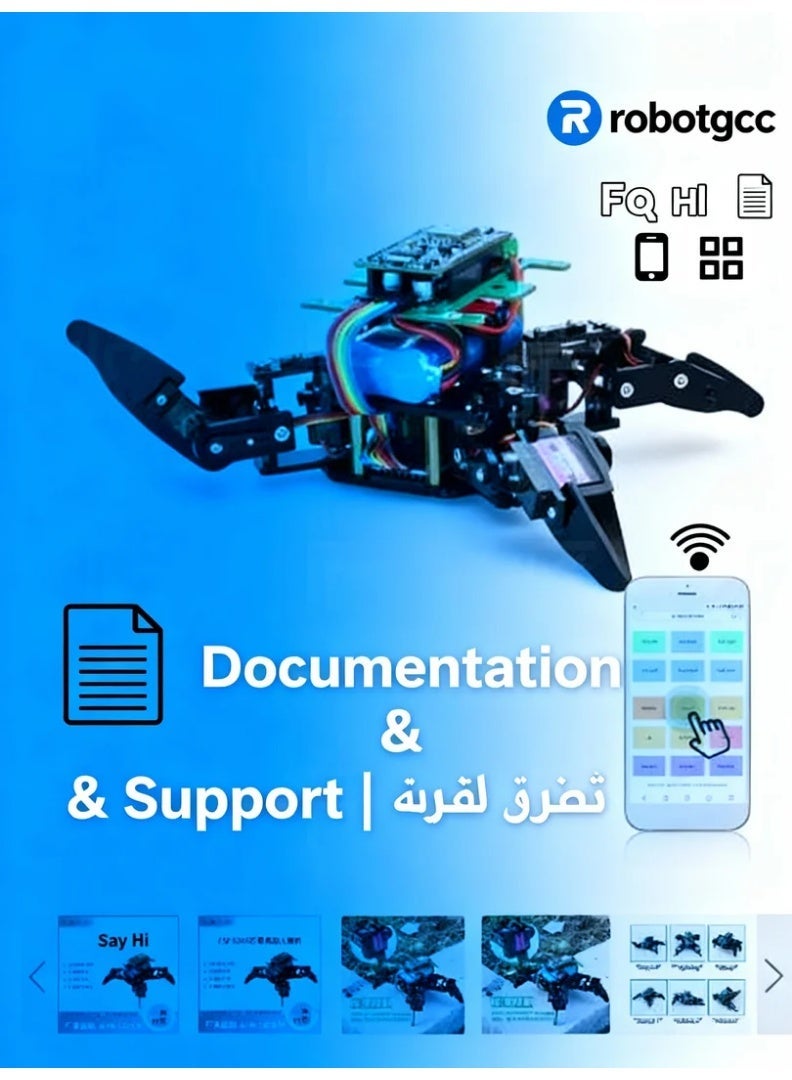 robotgcc Quadruped Bionic Robot Kit – ESP8266 Wi-Fi Control | Real-Time App Operation | Metal Gear Servos | Compatible with Arduino & Block Coding | STEM Educational Robotics Platform - Image 4