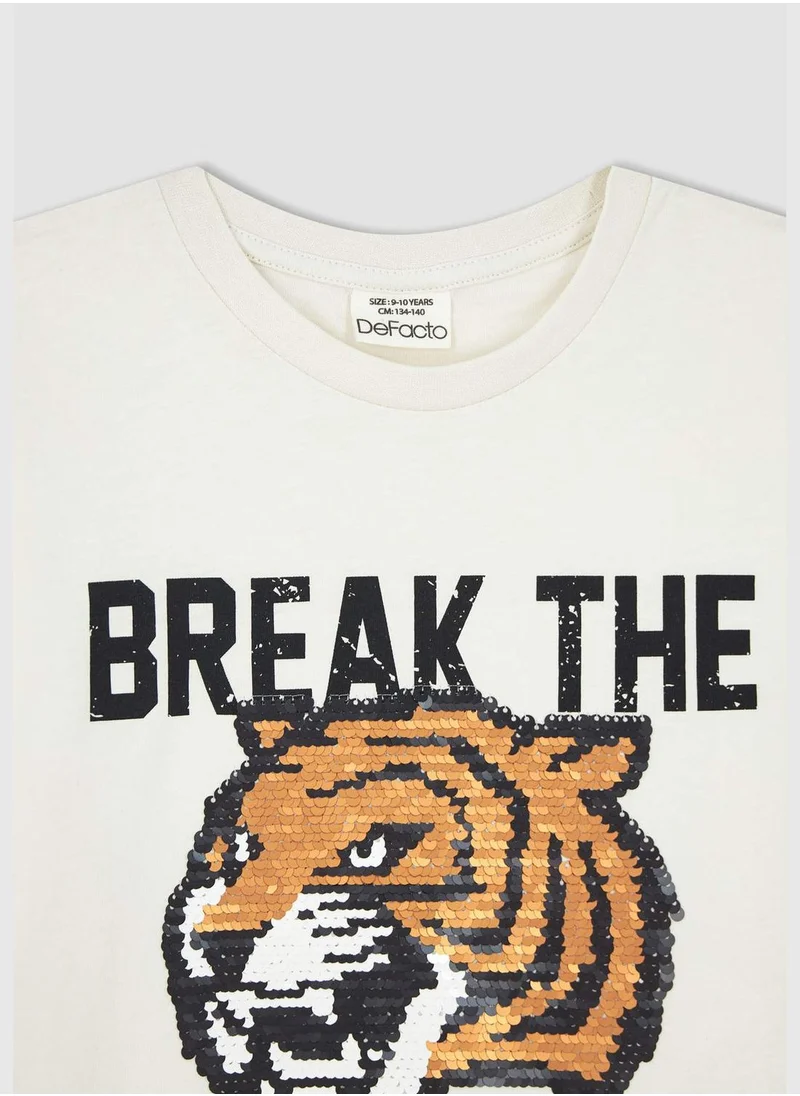 DeFacto Regular Fit Short Sleeve Tiger Print T-Shirt