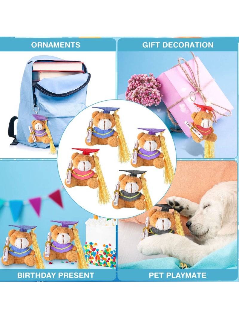 KASTWAVE Mini Graduation Bear Toy,2.76 Inch Class of Tiny Bear Mini Stuffed Animals Plush Grad Bear Keychain Graduation Gift DIY Party Favors  for College High School Kindergarten (12 Pcs) - Image 2