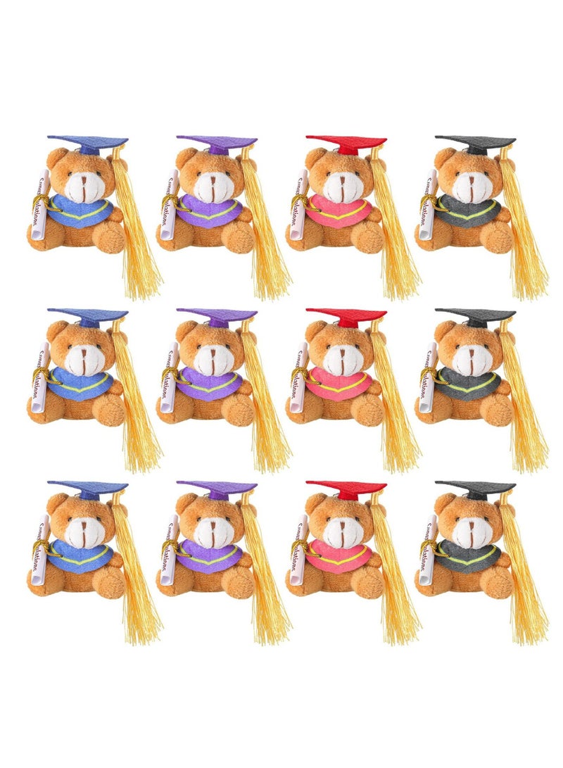 KASTWAVE Mini Graduation Bear Toy,2.76 Inch Class of Tiny Bear Mini Stuffed Animals Plush Grad Bear Keychain Graduation Gift DIY Party Favors  for College High School Kindergarten (12 Pcs) - Image 1