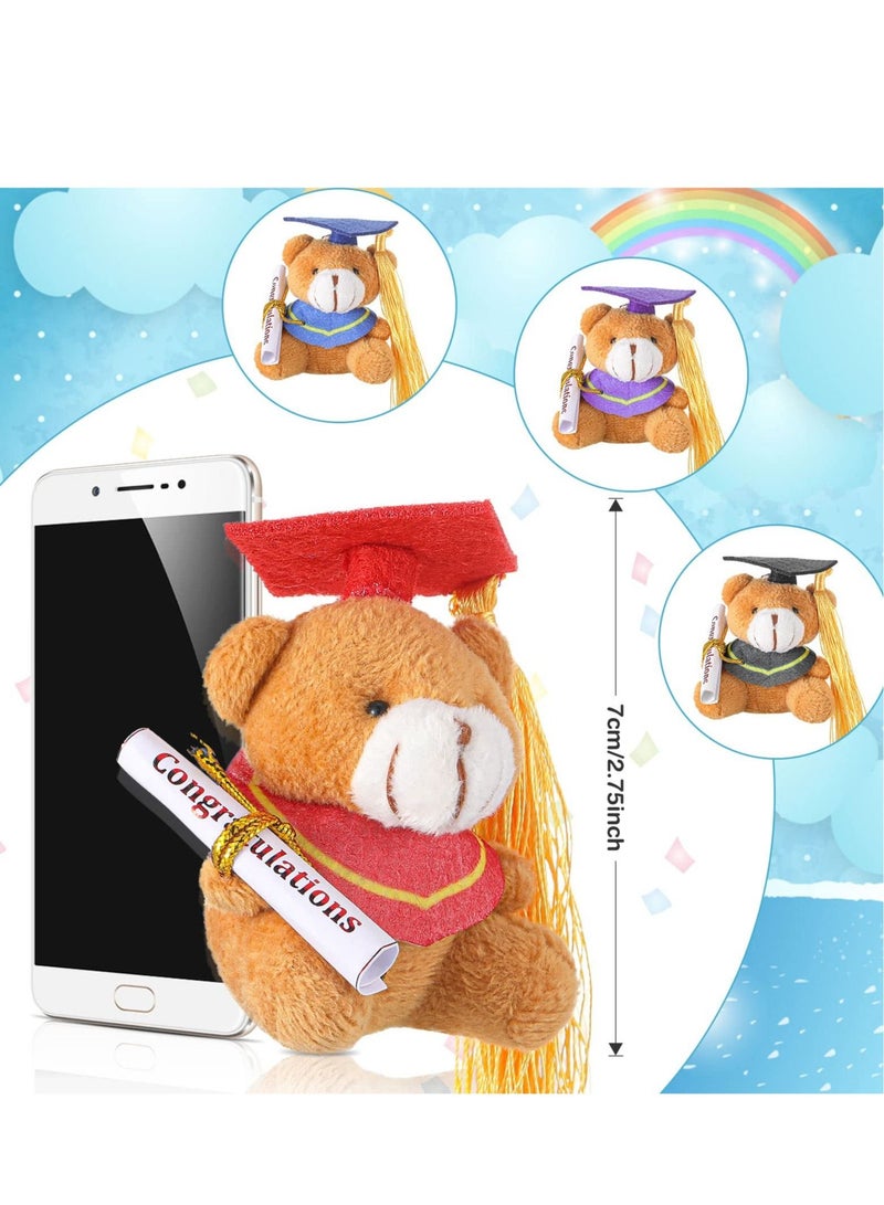 KASTWAVE Mini Graduation Bear Toy,2.76 Inch Class of Tiny Bear Mini Stuffed Animals Plush Grad Bear Keychain Graduation Gift DIY Party Favors  for College High School Kindergarten (12 Pcs) - Image 3