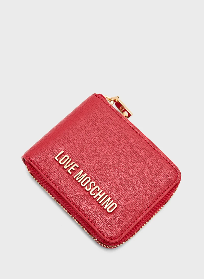 Love Moschino Logo Detailed Zip Over Wallet