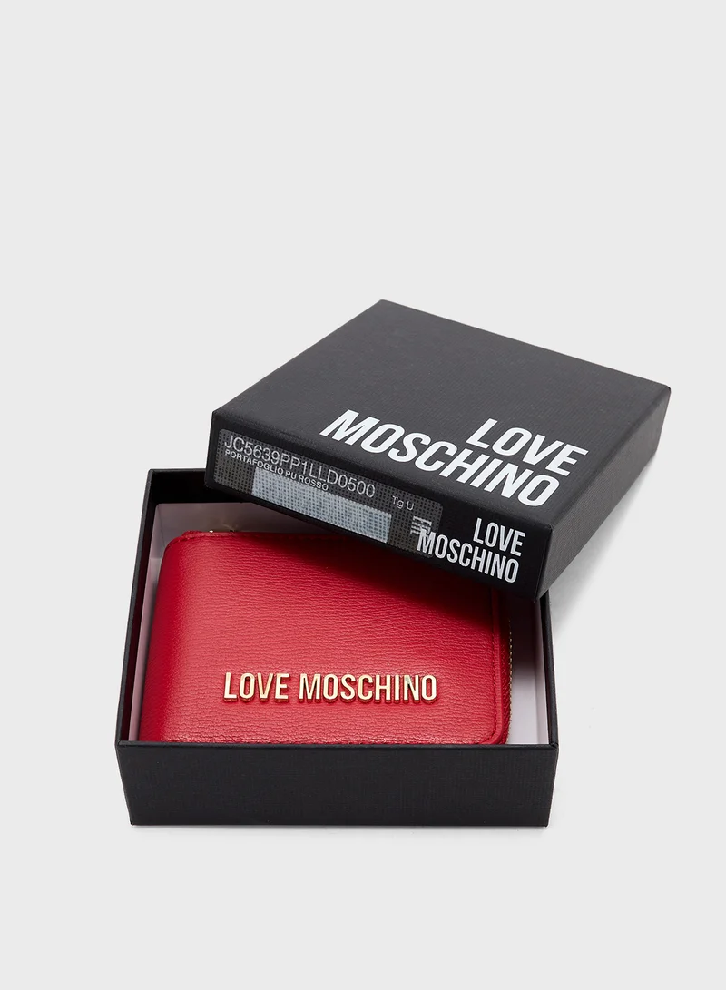 Love Moschino Logo Detailed Zip Over Wallet