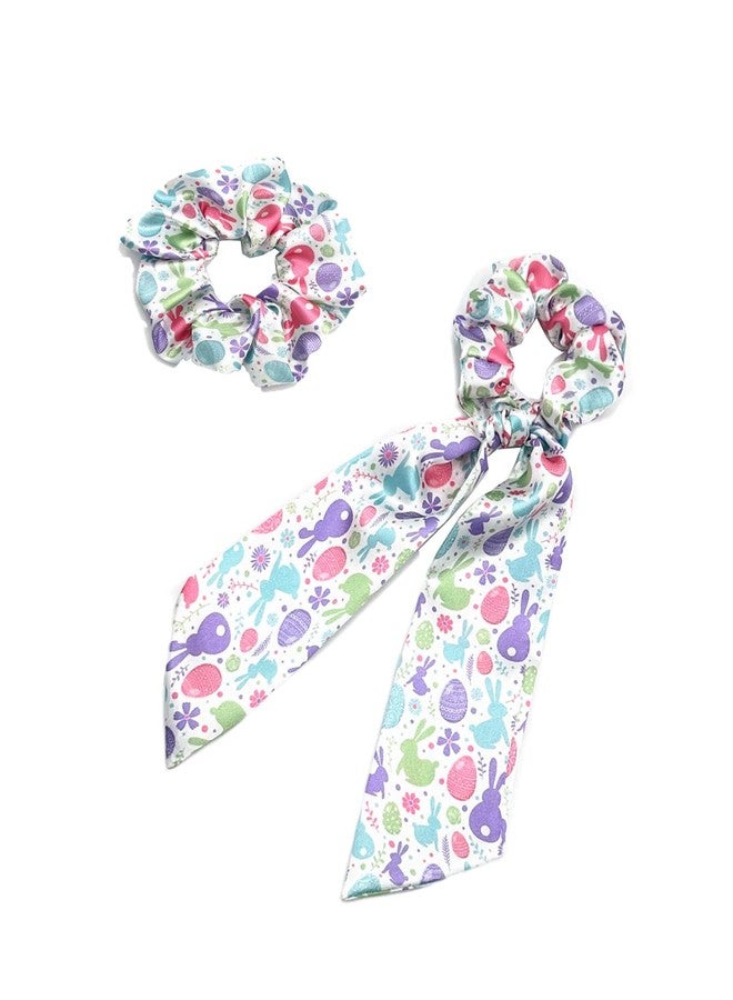 BBTDIN Easter Hair Scrunchies Easter Egg Ponytail Holders Easter Day Hair Scrunchy Tie JHE50 (B4) - Image 1
