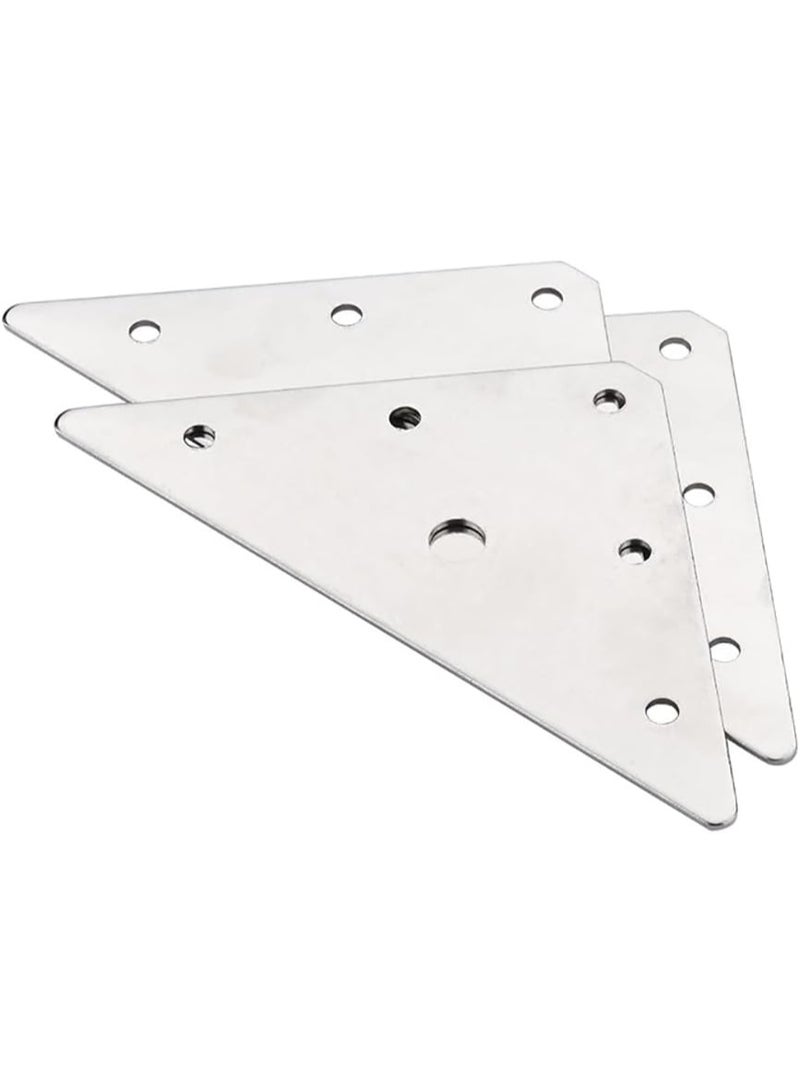 Rubik 8pcs Flat Corner Brackets with Screws, Stainless Steel Triangular Brace Connector for Wood Desk Chair Cabinet Drawer Closet Frame Furniture Joint Repair (85x123x1.3mm) Silver  - Image 4