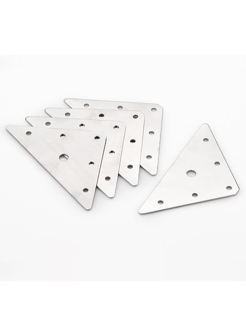 Rubik 8pcs Flat Corner Brackets with Screws, Stainless Steel Triangular Brace Connector for Wood Desk Chair Cabinet Drawer Closet Frame Furniture Joint Repair (85x123x1.3mm) Silver  - Image 1