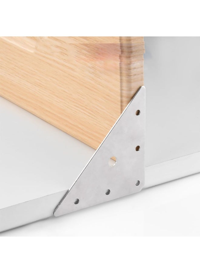 Rubik 8pcs Flat Corner Brackets with Screws, Stainless Steel Triangular Brace Connector for Wood Desk Chair Cabinet Drawer Closet Frame Furniture Joint Repair (85x123x1.3mm) Silver  - Image 5