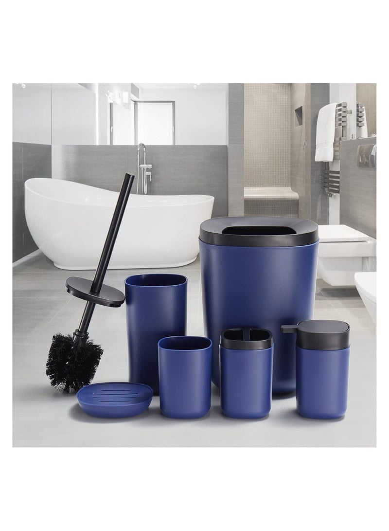 6 Piece Bathroom Accessories Set Blue  - Image 1