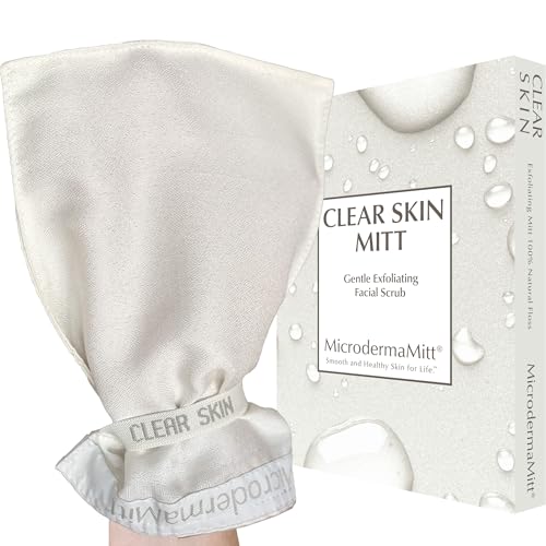 MicrodermaMitt Clear Skin Exfoliating Mitt for Face, Lips, Neck - Gentle Dead Skin Remover & Facial Scrub Clears Blackheads, Unclogs Pores, Evens Skin Tone & Texture, Lips Scrub Care, Lip Exfoliator - Image 1