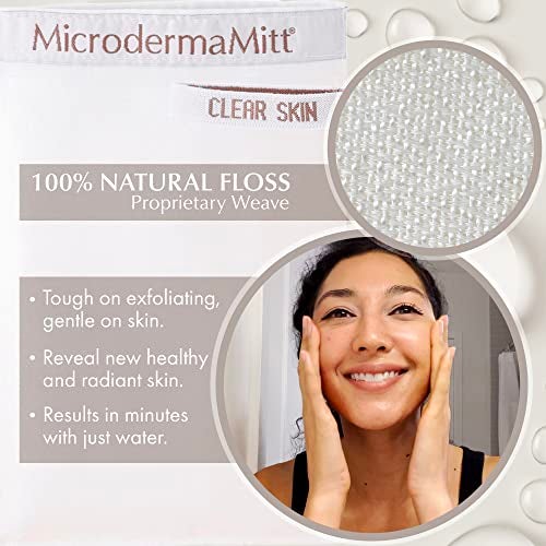 MicrodermaMitt Clear Skin Exfoliating Mitt for Face, Lips, Neck - Gentle Dead Skin Remover & Facial Scrub Clears Blackheads, Unclogs Pores, Evens Skin Tone & Texture, Lips Scrub Care, Lip Exfoliator - Image 2
