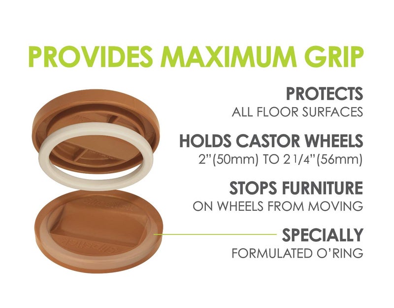 Slipstick CB840 3-1/4 Inch Bed Roller / Furniture Wheel Gripper Caster Cups (Set of 4) Caramel Color,Large - Image 3