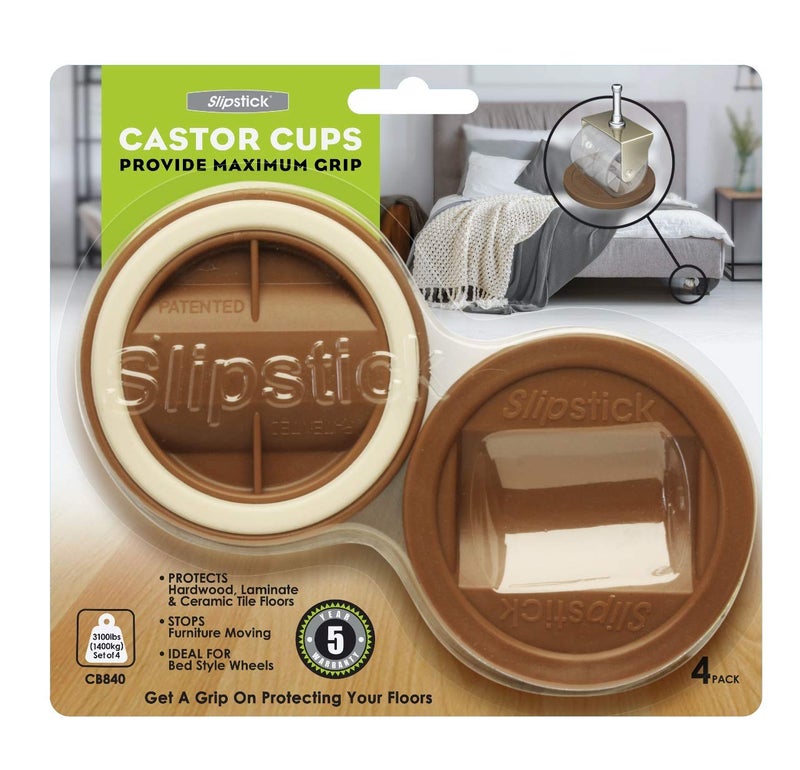 Slipstick CB840 3-1/4 Inch Bed Roller / Furniture Wheel Gripper Caster Cups (Set of 4) Caramel Color,Large - Image 1