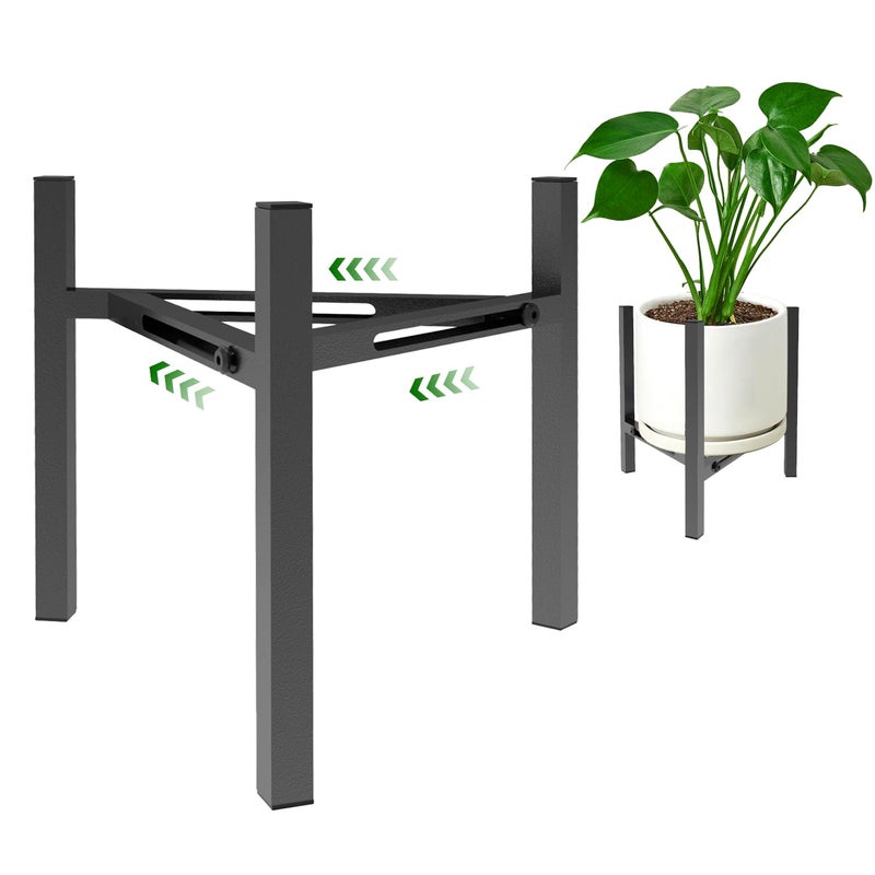 Airpark Plant Stand Indoor, Adjustable Metal Modern Plant Stands, Heavy Duty Stable Plant Pot Flower Holder Indoor Outdoor Corner, Fit 7 8 9 10 11 12 inch Pots, Black (Pot & Plant Not Included) - Image 1