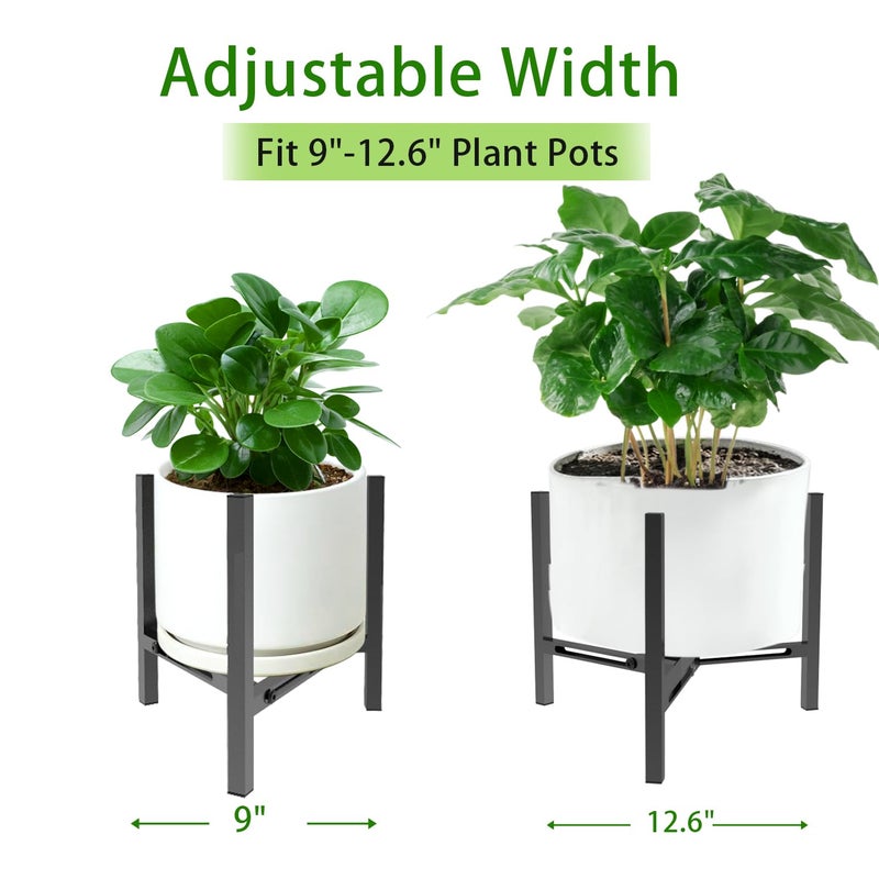 Airpark Plant Stand Indoor, Adjustable Metal Modern Plant Stands, Heavy Duty Stable Plant Pot Flower Holder Indoor Outdoor Corner, Fit 7 8 9 10 11 12 inch Pots, Black (Pot & Plant Not Included) - Image 3