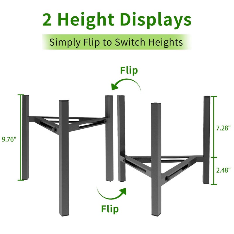 Airpark Plant Stand Indoor, Adjustable Metal Modern Plant Stands, Heavy Duty Stable Plant Pot Flower Holder Indoor Outdoor Corner, Fit 7 8 9 10 11 12 inch Pots, Black (Pot & Plant Not Included) - Image 4