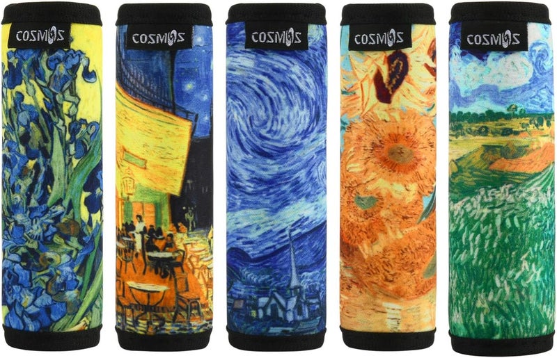 CM Pack of 5 Neoprene Luggage Handle Wrap Handle Grip Luggage Identifier for Travel Bag Luggage Suitcase (Painting Patterns - VANGO (5 Pcs)) - Image 1