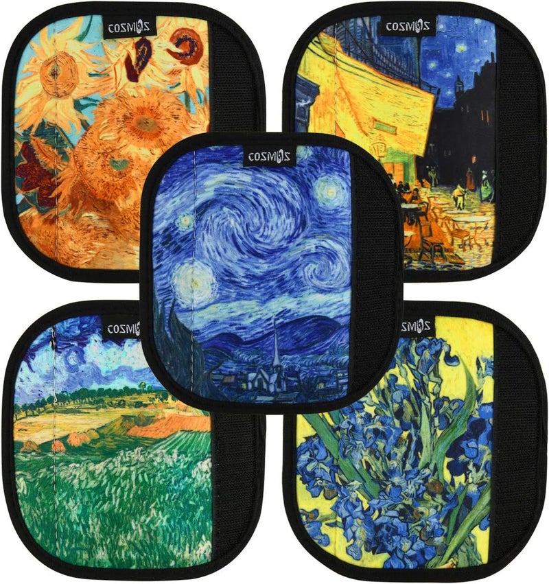 CM Pack of 5 Neoprene Luggage Handle Wrap Handle Grip Luggage Identifier for Travel Bag Luggage Suitcase (Painting Patterns - VANGO (5 Pcs)) - Image 2