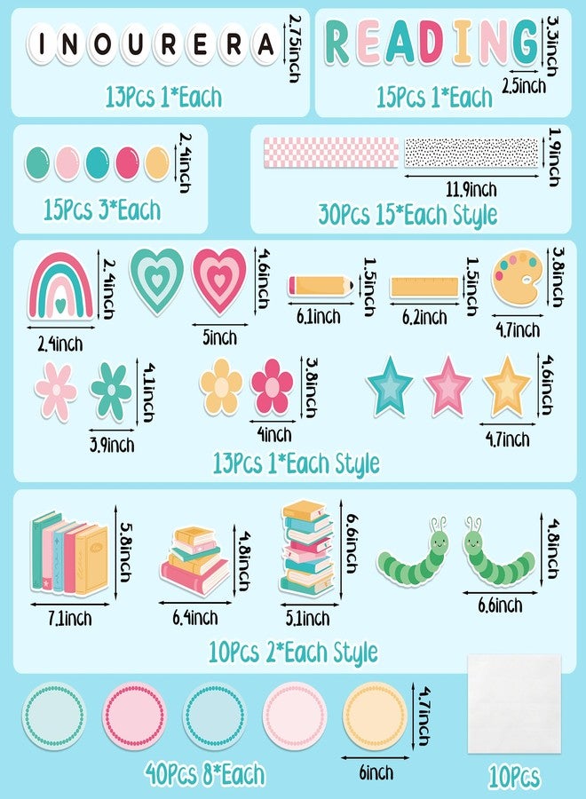 CPicdn 133Pcs Back to School Reading Bulletin Board Classroom Decoration, in Our Reading Era Cutouts Border Trims Bookworm Name Tags Back to School Party Supplies Classroom Chalkboard Wall Door Decor - Image 2