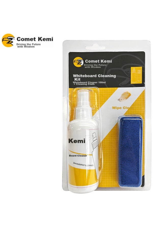 Kemi (comet) Whiteboard Cleaning Kit: 100ml Cleaner (suitable For Whiteboard/blackboard/greenboard) + Cleaning Cloth, Whiteboard Accessory Cmqj100 - Image 1