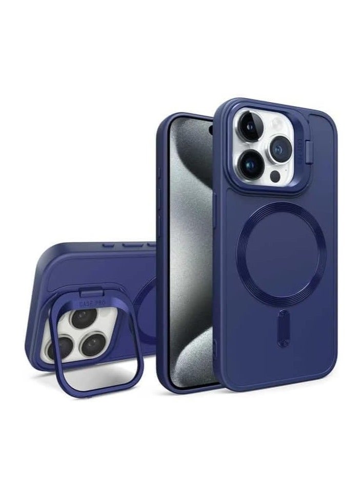 Magnetic Case CasePro for iPhone 16 Pro Max with Kickstand, Compatible with Magsafe, Built-in Camera Stash Stand,  Protection, Skin Feeling Phone Case for iPhone 16 Pro Max BLUE 
